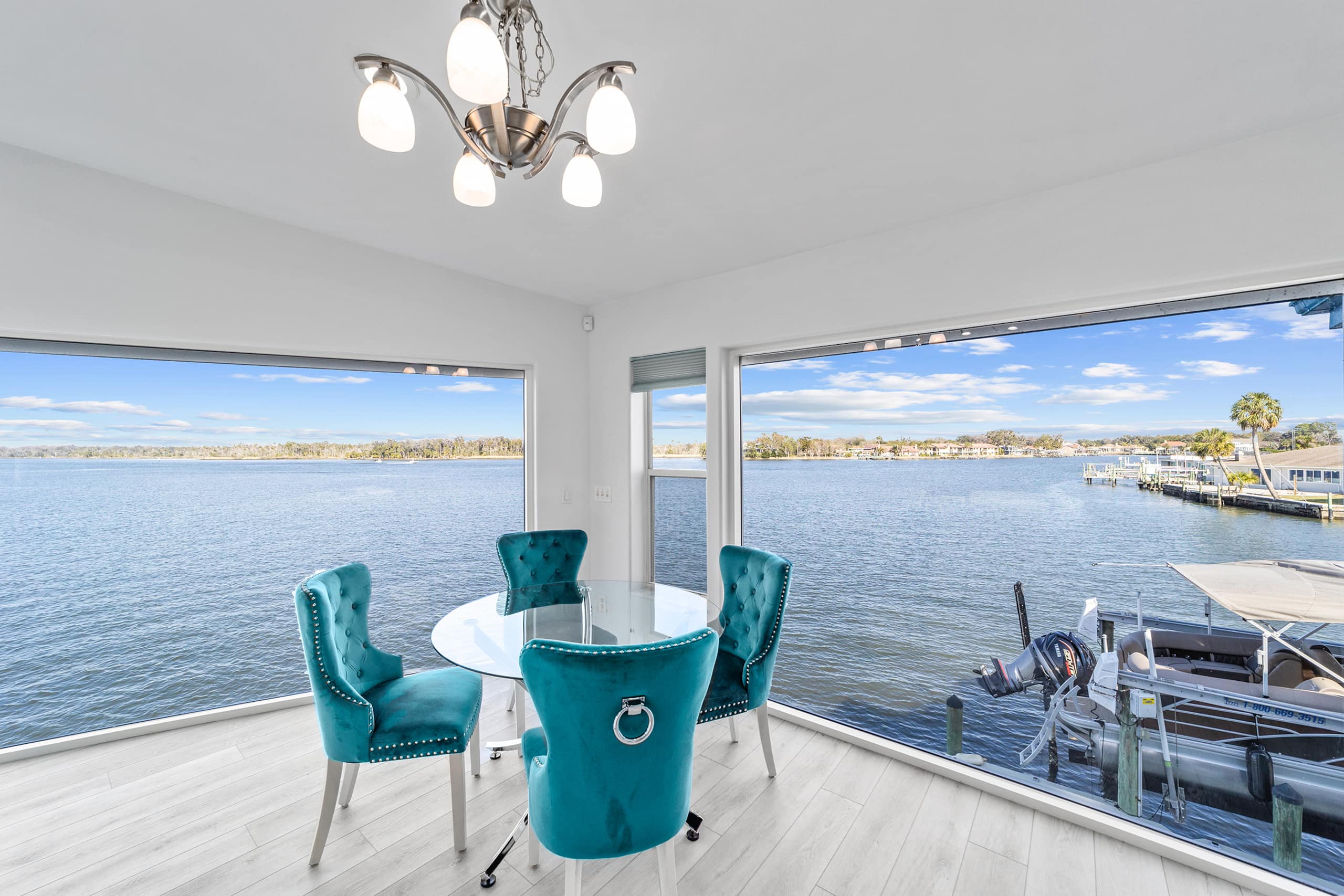 Waterfront dining area overlooking Kings Bay