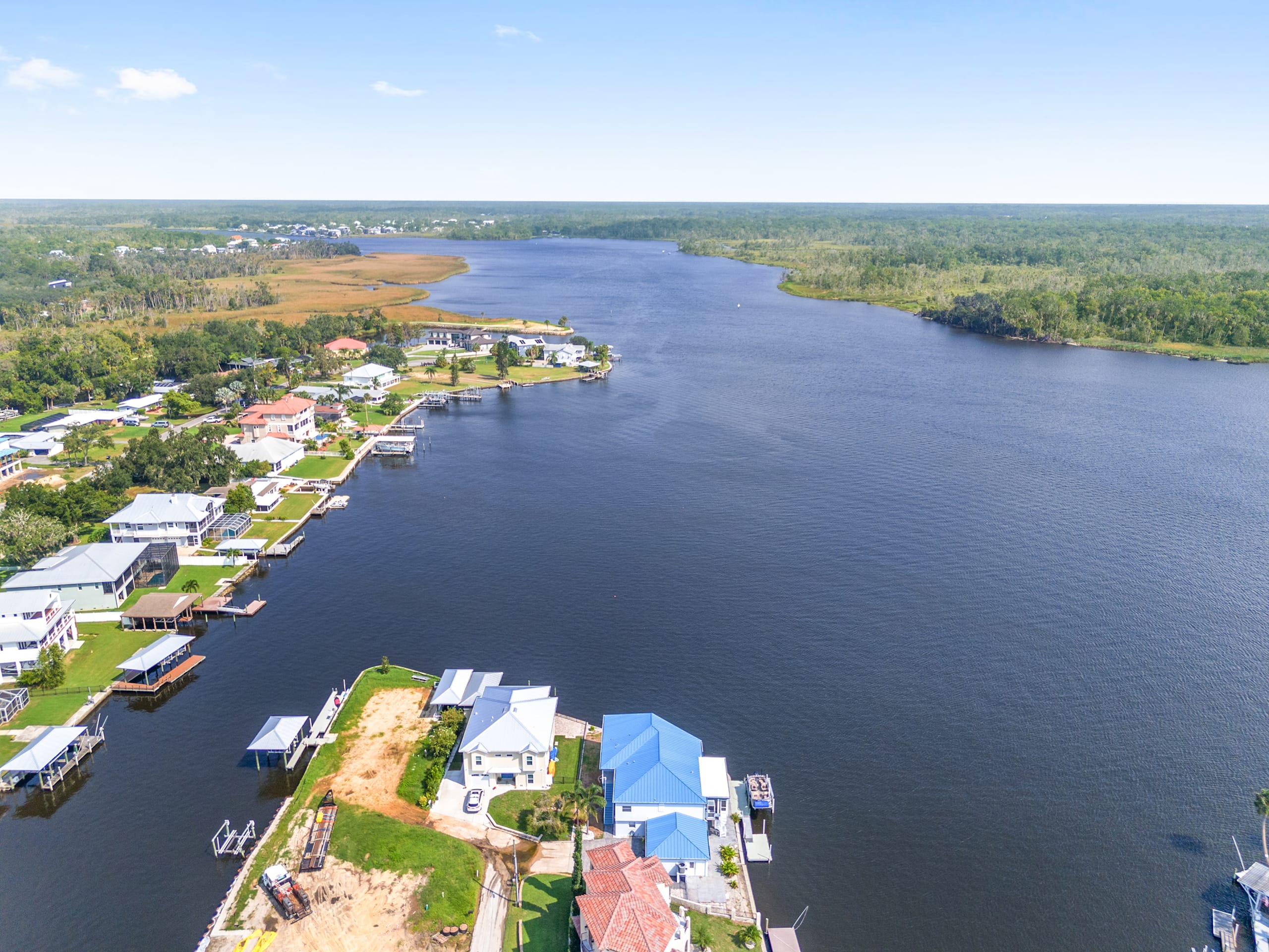 Aerial view of the waterfront home and Crystal River